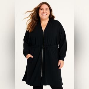 LAFAYETTE 148 NEW YORK Jacket Black Pockets Lightweight Pockets Belted 2X NEW